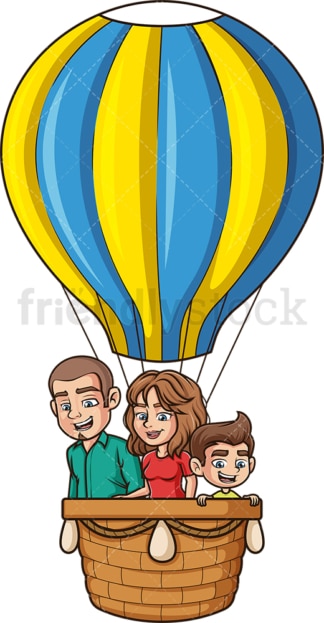 Family in hot air balloon. PNG - JPG and vector EPS file formats (infinitely scalable). Image isolated on transparent background.