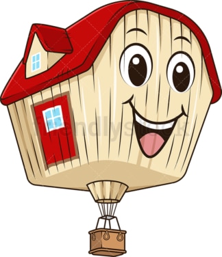 House shaped hot air balloon. PNG - JPG and vector EPS (infinitely scalable).