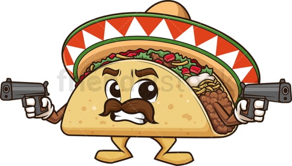 メキシコのタコス保持銃漫画クリップアートベクトル Friendlystock