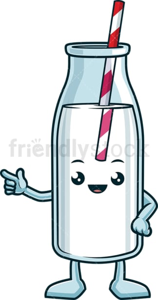 Milk bottle pointing sideways. PNG - JPG and vector EPS (infinitely scalable).