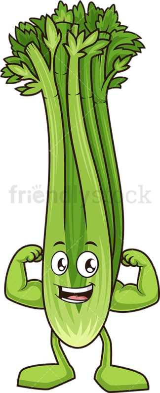 Strong celery flexing muscles. PNG - JPG and vector EPS (infinitely scalable).