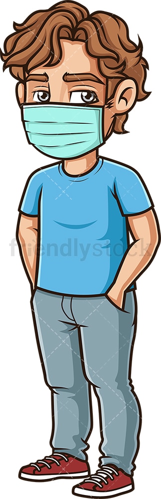 Young man wearing surgical mask. PNG - JPG and vector EPS (infinitely scalable).