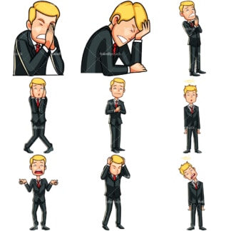 Businessman in various emotional states. PNG - JPG and vector EPS file formats (infinitely scalable). Images isolated on transparent background.