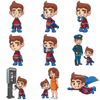 Cartoon kid superhero. PNG - JPG and infinitely scalable vector EPS - on white or transparent background.