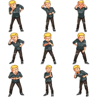 Cartoon men feeling sick. PNG - JPG and vector EPS file formats (infinitely scalable). Images isolated on transparent background.