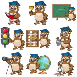 Owl teacher mascot character. PNG - JPG and infinitely scalable vector EPS - on white or transparent background.