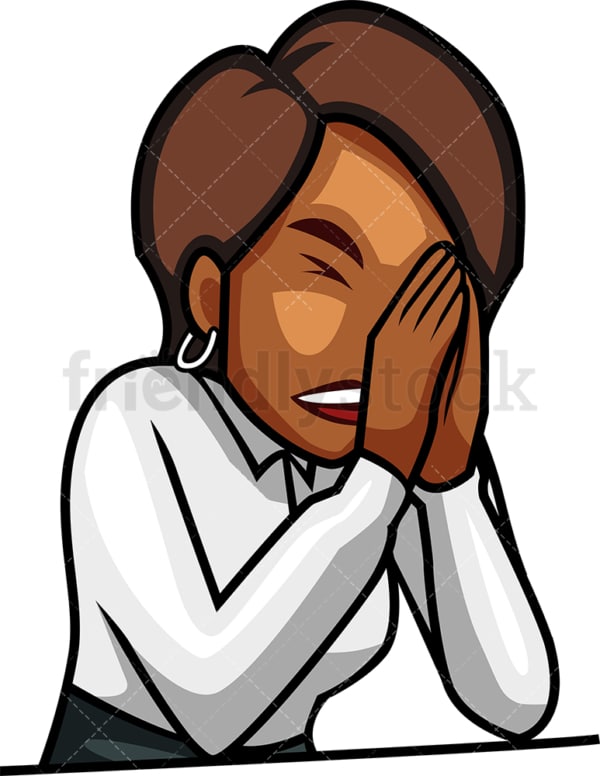Black woman in despair. PNG - JPG and vector EPS file formats (infinitely scalable). Image isolated on transparent background.
