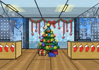 Christmas decorated office background. PNG - JPG and vector EPS file formats (infinitely scalable). Image isolated on transparent background.
