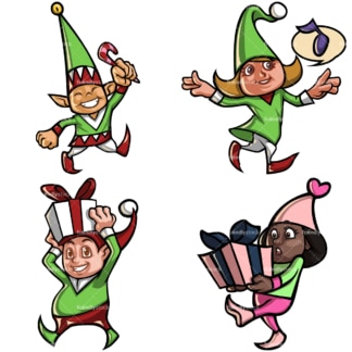 Christmas elves cartoon bundle. PNG - JPG and vector EPS file formats (infinitely scalable). Image isolated on transparent background.