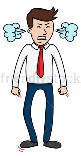 Enraged businessman with steam coming out of ears. PNG - JPG and vector EPS file formats (infinitely scalable). Image isolated on transparent background.