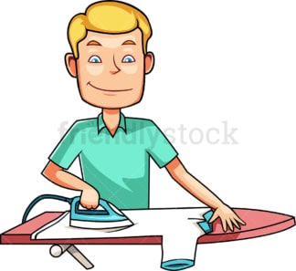 Man ironing t-shirt. PNG - JPG and vector EPS file formats (infinitely scalable). Image isolated on transparent background.