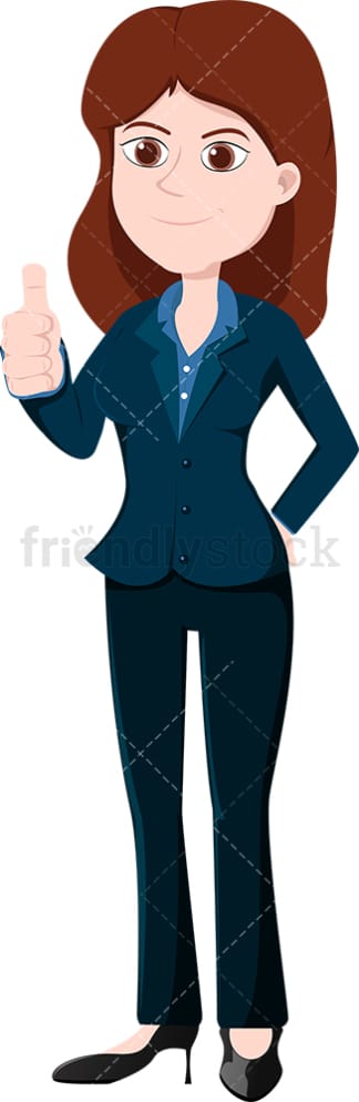 Smiling businesswoman giving the thumbs up. PNG - JPG and vector EPS file formats (infinitely scalable). Image isolated on transparent background.