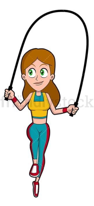 Woman exercising with skipping rope. PNG - JPG and vector EPS file formats (infinitely scalable). Image isolated on transparent background.