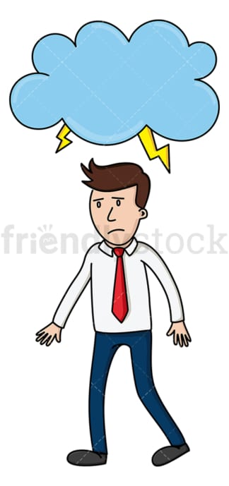 Business man in stormy weather. PNG - JPG and vector EPS file formats (infinitely scalable). Image isolated on transparent background.