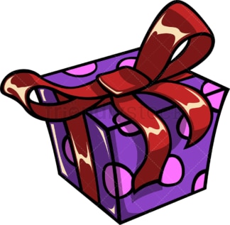 Purple wrapped gift box with ribbon. PNG - JPG and vector EPS file formats (infinitely scalable). Image isolated on transparent background.