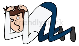 Frightened businessman on the ground. PNG - JPG and vector EPS file formats (infinitely scalable). Image isolated on transparent background.
