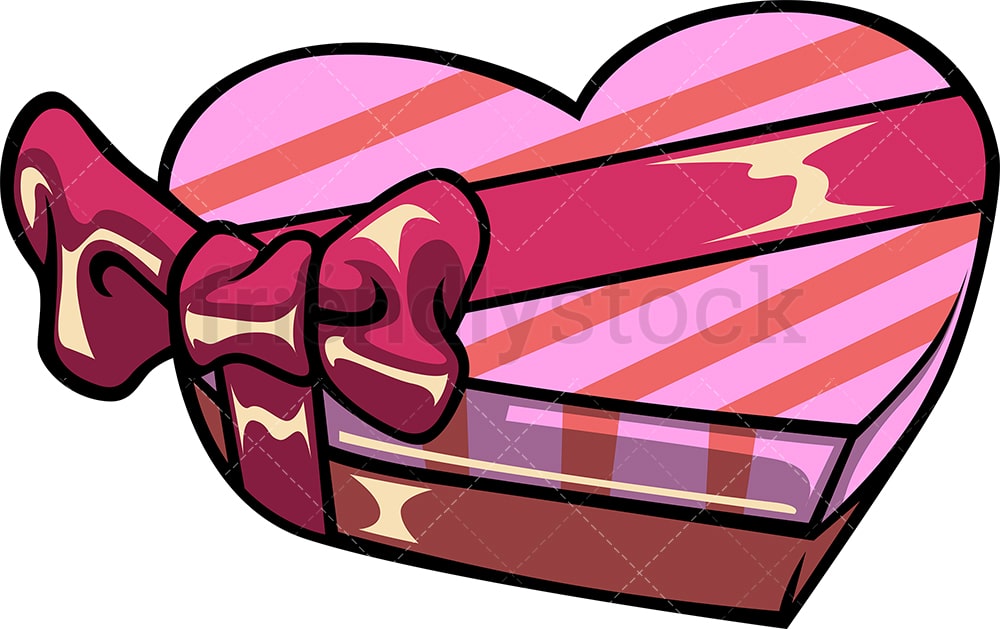 Heart Shaped Gift Box With Ribbon Cartoon Vector Clipart