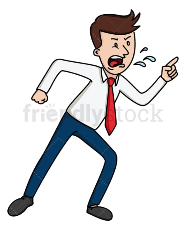 Livid businessman leaning and yelling. PNG - JPG and vector EPS file formats (infinitely scalable). Image isolated on transparent background.