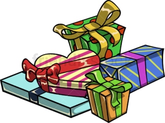 Pile of gift boxes. PNG - JPG and vector EPS file formats (infinitely scalable). Image isolated on transparent background.
