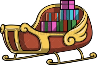 Santa's sleigh with christmas presents. PNG - JPG and vector EPS file formats (infinitely scalable). Image isolated on transparent background.