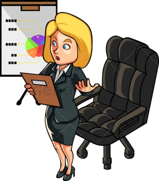 Blonde woman giving a presentation. PNG - JPG and vector EPS file formats (infinitely scalable). Image isolated on transparent background.