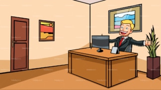 Caucasian man at the office cheering. PNG - JPG and vector EPS file formats (infinitely scalable). Image isolated on transparent background.