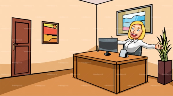 Cheerful business woman reading her computer screen. PNG - JPG and vector EPS file formats (infinitely scalable). Image isolated on transparent background.
