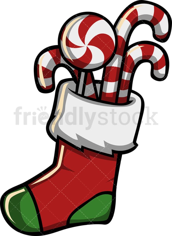 Christmas Stocking With Candy Cartoon Vector Clipart Friendlystock