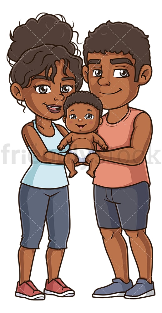 Black parents with baby. PNG - JPG and vector EPS (infinitely scalable).