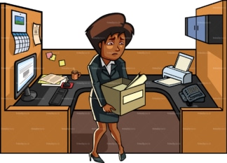 Black woman who just got fired. PNG - JPG and vector EPS file formats (infinitely scalable). Image isolated on transparent background.