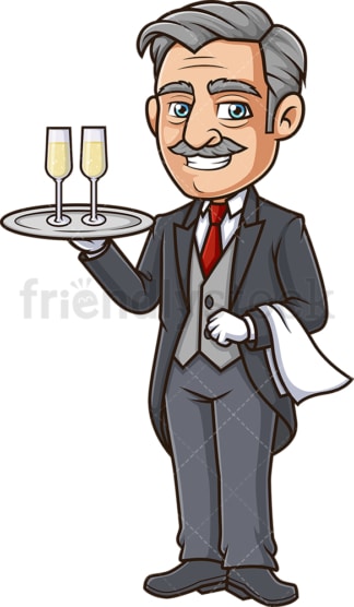 Butler serving champagne. PNG - JPG and vector EPS (infinitely scalable).