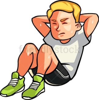 Caucasian man doing crunches. PNG - JPG and vector EPS file formats (infinitely scalable). Image isolated on transparent background.