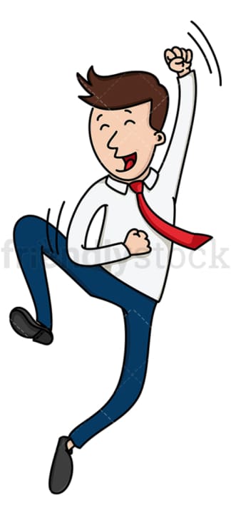 Elated businessman kicking his heels up. PNG - JPG and vector EPS file formats (infinitely scalable). Image isolated on transparent background.