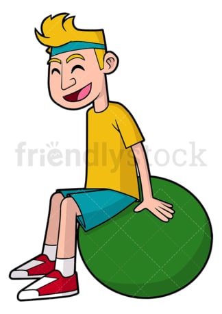 Man doing pilates with gym ball. PNG - JPG and vector EPS file formats (infinitely scalable). Image isolated on transparent background.