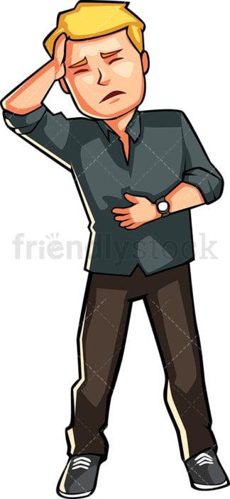 Man not feeling very well. PNG - JPG and vector EPS file formats (infinitely scalable). Image isolated on transparent background.