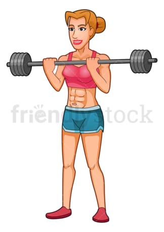 Strong female bodybuilder lifting barbell. PNG - JPG and vector EPS (infinitely scalable).