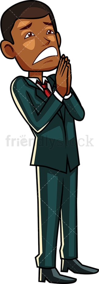 Black businessman praying. PNG - JPG and vector EPS file formats (infinitely scalable). Image isolated on transparent background.