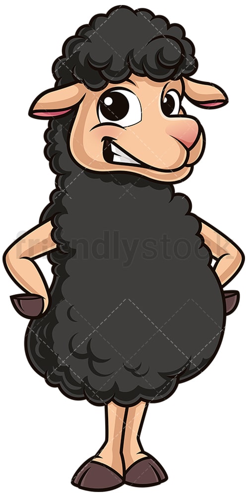 Black sheep smiling. PNG - JPG and vector EPS (infinitely scalable).