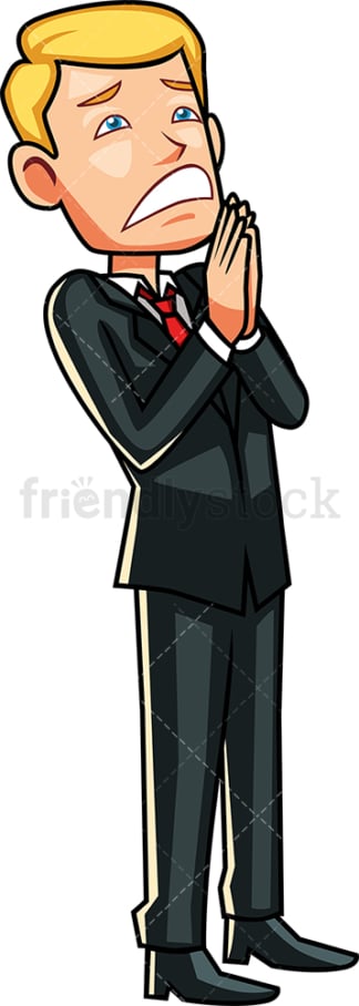 Businessman praying for help. PNG - JPG and vector EPS file formats (infinitely scalable). Image isolated on transparent background.