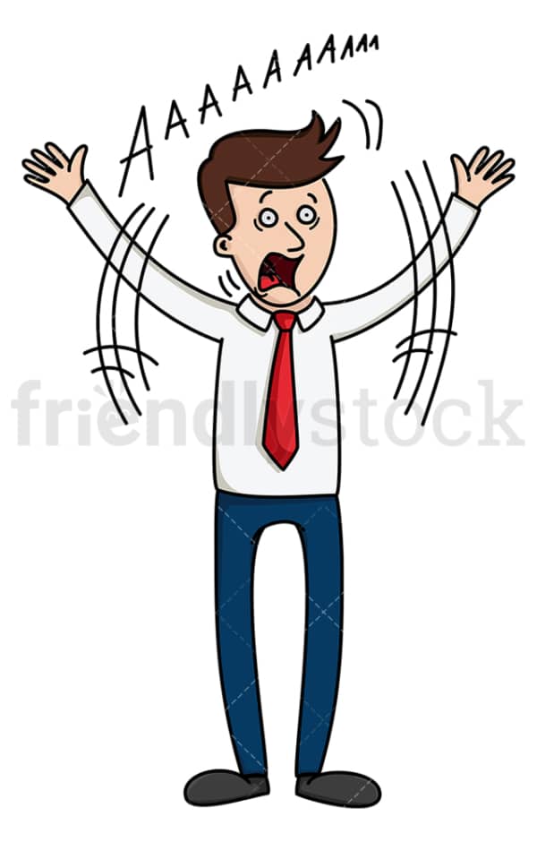 Businessman screaming and waving his arms. PNG - JPG and vector EPS file formats (infinitely scalable). Image isolated on transparent background.