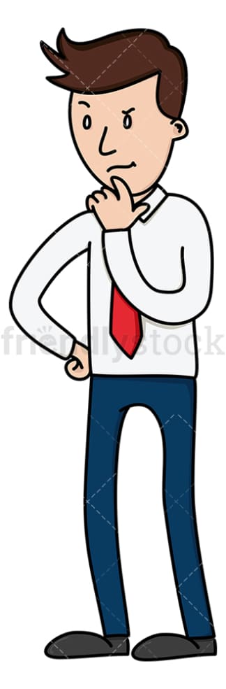 Businessman with hand on chin. PNG - JPG and vector EPS (infinitely scalable).