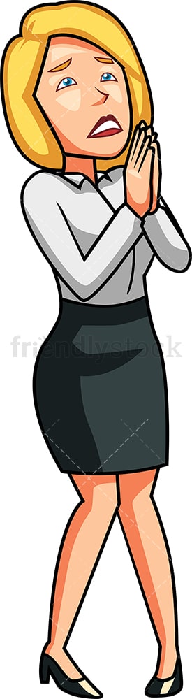 Businesswoman praying for help. PNG - JPG and vector EPS file formats (infinitely scalable). Image isolated on transparent background.