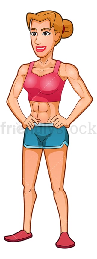 Fitness woman showing off muscular body. PNG - JPG and vector EPS (infinitely scalable).