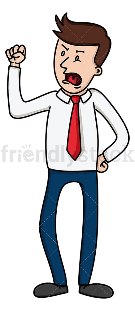 Fuming businessman speaking loudly. PNG - JPG and vector EPS file formats (infinitely scalable). Image isolated on transparent background.