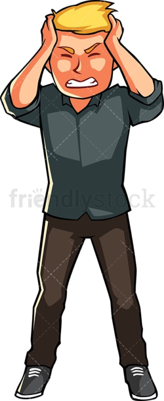 Man having terrible headache. PNG - JPG and vector EPS file formats (infinitely scalable). Image isolated on transparent background.