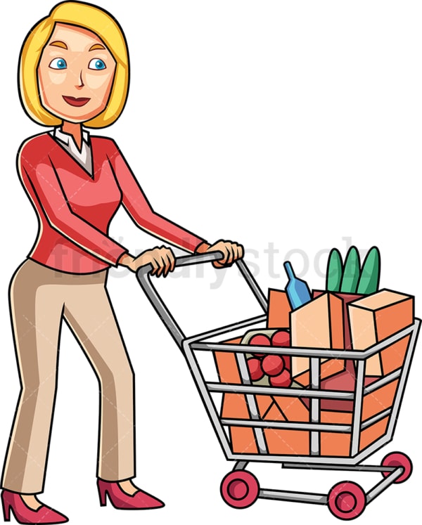 Woman doing some grocery shopping. PNG - JPG and vector EPS file formats (infinitely scalable). Image isolated on transparent background.