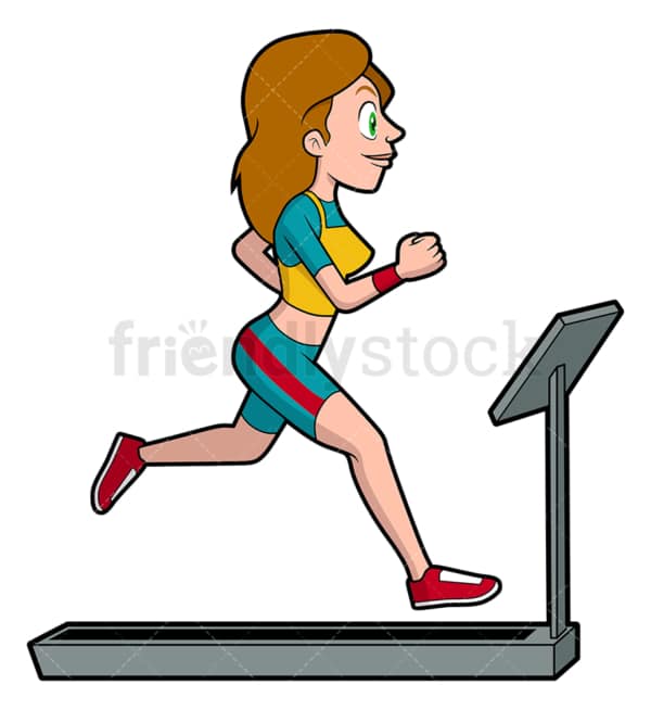 Woman running on treadmill. PNG - JPG and vector EPS file formats (infinitely scalable). Image isolated on transparent background.