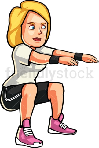 A blonde womAn doing squAts. PNG - JPG and vector EPS file formats (infinitely scalable). Image isolated on transparent background.