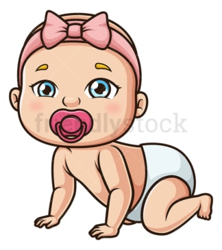 Baby girl crawling. PNG - JPG and vector EPS (infinitely scalable).