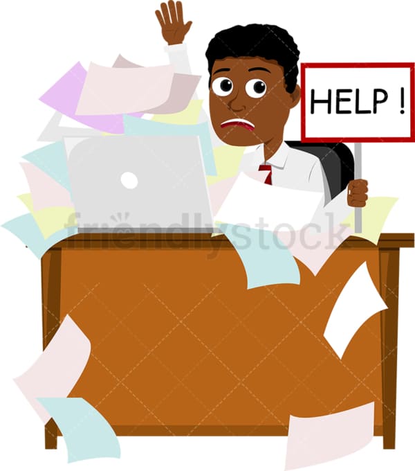 Black man needing help with paperwork. PNG - JPG and vector EPS file formats (infinitely scalable). Image isolated on transparent background.